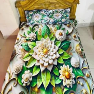 3D Printed Premium Bedsheet | Cherry Cotton Fabrics with Pillow Covers & Side Pillow Cover