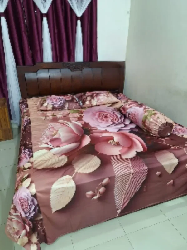 3D Printed Premium Bedsheet | Cherry Cotton Fabrics with Pillow Covers & Side Pillow Cover
