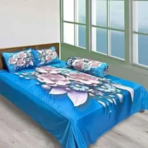 3D Printed Premium Bedsheet | Cherry Cotton Fabrics with Pillow Covers & Side Pillow Cover