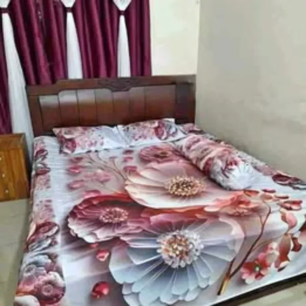 3D Printed Premium Bedsheet | Cherry Cotton Fabrics with Pillow Covers & Side Pillow Cover