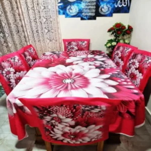 3D Printed Premium Dining Table Matt | Cherry Cotton Fabrics With Chair Cover