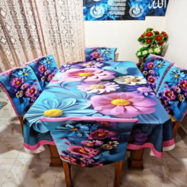 3D Printed Premium Dining Table Matt | Cherry Cotton Fabrics With Chair Cover