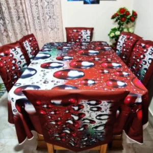 3D Printed Premium Dining Table Matt | Cherry Cotton Fabrics With Chair Cover