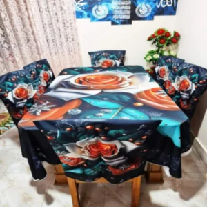 3D Printed Premium Dining Table Matt | Cherry Cotton Fabrics With Chair Cover