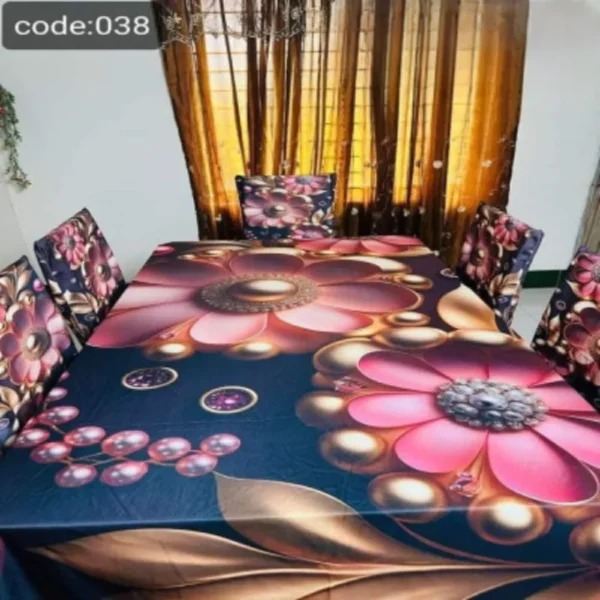 3D Printed Premium Dining Table Matt | Cherry Cotton Fabrics With Chair Cover