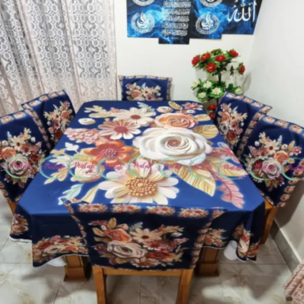 3D Printed Premium Dining Table Matt | Cherry Cotton Fabrics With Chair Cover