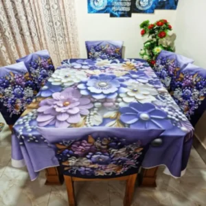 3D Printed Premium Dining Table Matt | Cherry Cotton Fabrics With Chair Cover