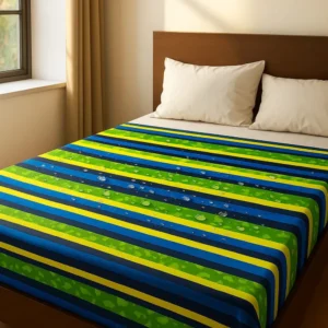 Tropical Wave Stripes | 7*8 Feet | King Size | 100% Waterproof Bedsheet