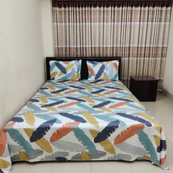 Luxury Twill Cotton King Size Bedsheet With Pillow Cover & Side Pillow Cover