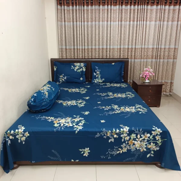 Luxury Twill Cotton King Size Bedsheet With Pillow Cover & Side Pillow Cover