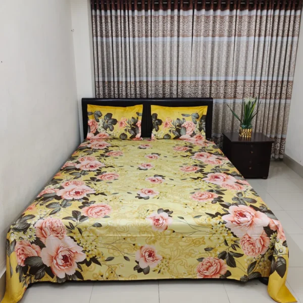 Luxury Twill Cotton King Size Bedsheet With Pillow Cover & Side Pillow Cover