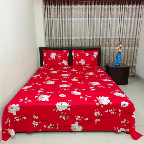 Luxury Twill Cotton King Size Bedsheet With Pillow Cover & Side Pillow Cover