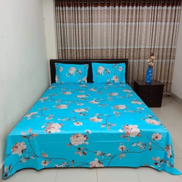 Luxury Twill Cotton King Size Bedsheet With Pillow Cover & Side Pillow Cover