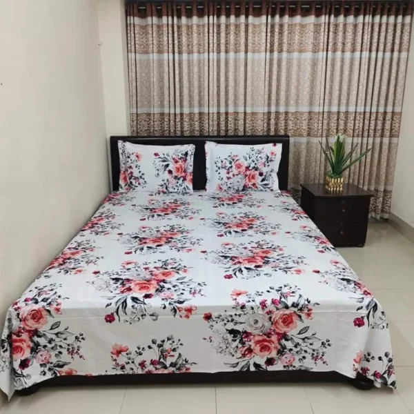 Luxury Twill Cotton King Size Bedsheet With Pillow Cover & Side Pillow Cover