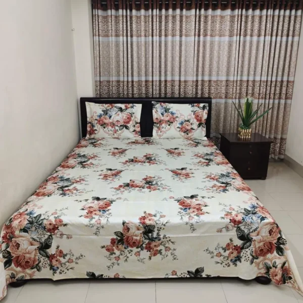 Luxury Twill Cotton King Size Bedsheet With Pillow Cover & Side Pillow Cover