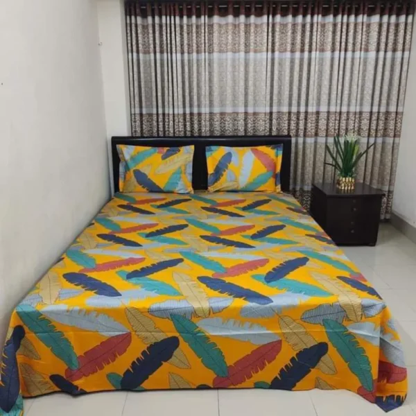 Luxury Twill Cotton King Size Bedsheet With Pillow Cover & Side Pillow Cover