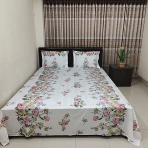 Luxury Twill Cotton King Size Bedsheet With Pillow Cover & Side Pillow Cover