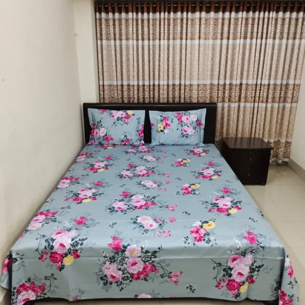 Luxury Twill Cotton King Size Bedsheet With Pillow Cover & Side Pillow Cover