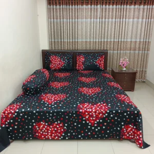 Luxury Twill Cotton King Size Bedsheet With Pillow Cover & Side Pillow Cover