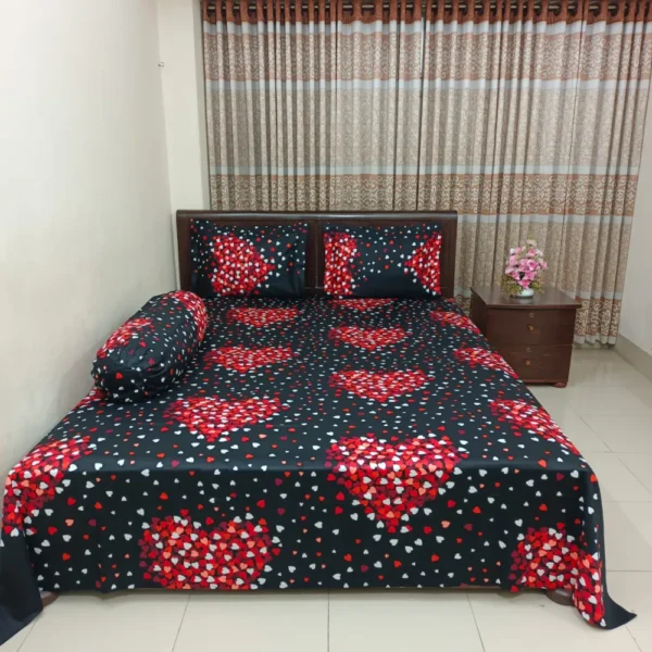 Luxury Twill Cotton King Size Bedsheet With Pillow Cover & Side Pillow Cover