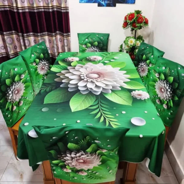 3D Printed Premium Dining Table Matt | Cherry Cotton Fabrics With Chair Cover