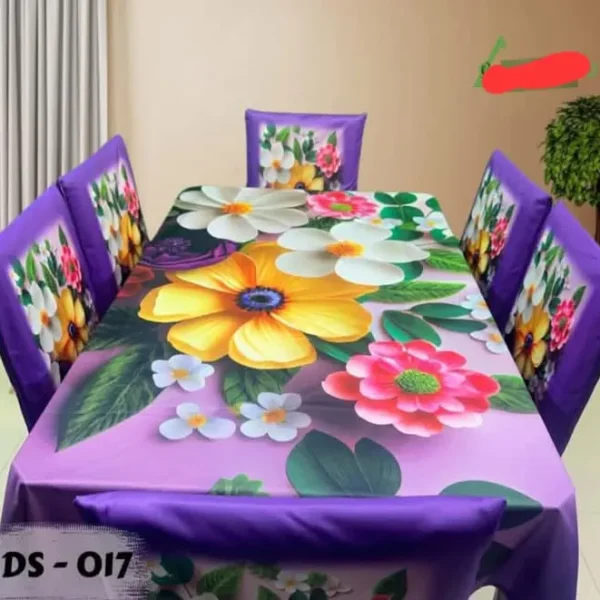 3D Printed Premium Dining Table Matt | Cherry Cotton Fabrics With Chair Cover
