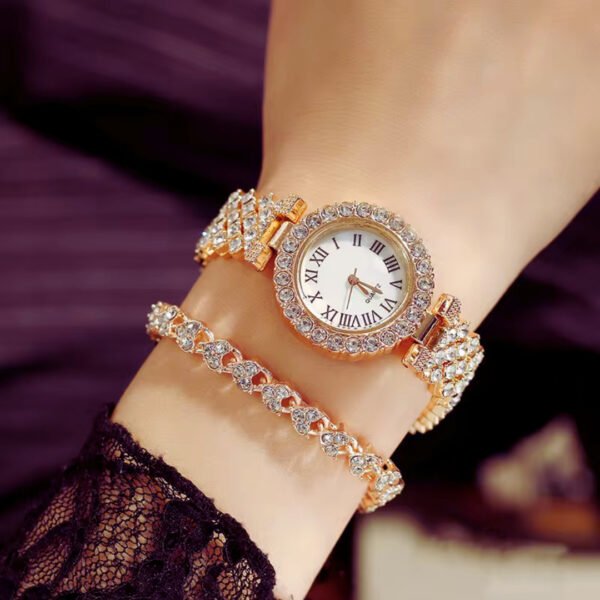 Fashionable Gold Women's Watch + FREE Matching Bracelet