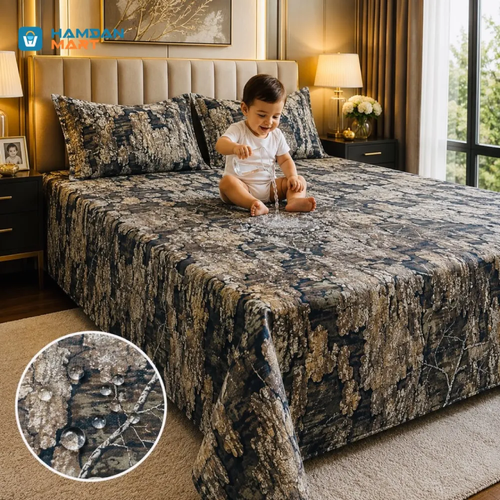 Premium TIMBER Waterproof Bedsheet | Super Soft King Size 7*8' With Standard Pillow Covers