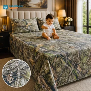 Premium MOSSY OAK Waterproof Bedsheet | Super Soft King Size 7*8' With Standard Pillow Covers
